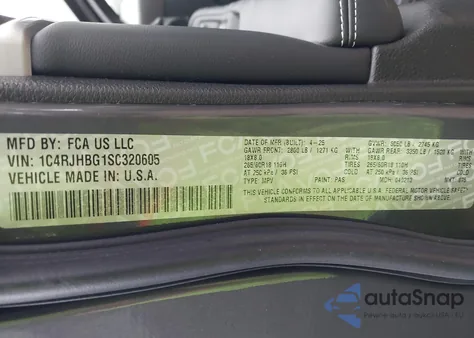 2025 Jeep Grand Cherokee Limited 4X4 from USA, damaged, VIN 1C4RJHBG1SC320605